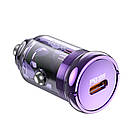 DR Автомобільний зарядний пристрій Hoco Z53 Type-C PD 30 W transparent purple, фото 3