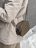 Жіноча класична сумка крос-боді на три відділи бежева, фото 6