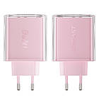 DR Мережевий зарядний пристрій Acefast A45 USB/2 Type-C QC PD PD65W GaN рожевий, фото 5