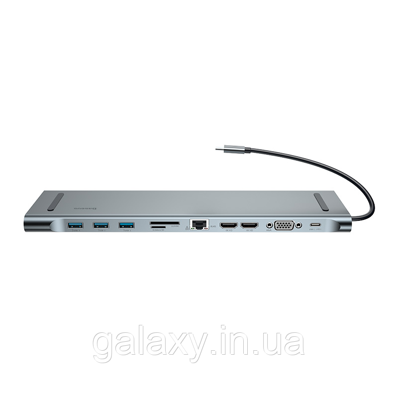 Хаб Baseus 11в1 Type-C to (3*USB3.0 + 2*HDMI + Type-C + VGA + RJ45 + AUX + SD + TF) CATSX-G0G, фото 1