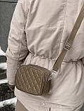 Жіноча класична сумка крос-боді на три відділи бежева, фото 7