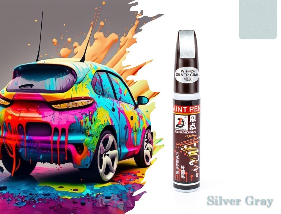 Реставраційний олівець фарба для видалення подряпин Auto Paint Pen WH 424 Silver Gray, фото 1