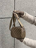Жіноча класична сумка крос-боді на три відділи бежева, фото 4