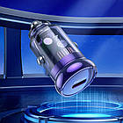 DR Автомобільний зарядний пристрій Hoco Z53 Type-C PD 30 W transparent purple + кабель Type-C to Type-C, фото 4