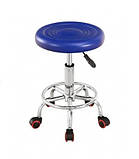 Стілець майстра м'який круглий на колесах без спинки, Стілець для косметолога, майстра манікюру, педикюру, тату, фото 2