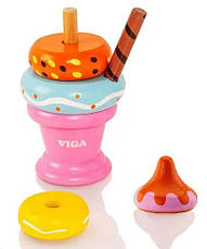 Пирамидка Морозиво Viga Toys 51321 Розовая деревянная игрушка, фото 3