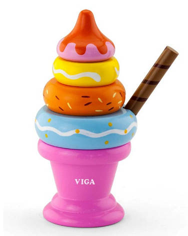 Пирамидка Морозиво Viga Toys 51321 Розовая деревянная игрушка, фото 1