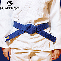 Пояс для кимоно дзюдо Judo Belt Kintayo Wazari Blue синий ширина 4,5 см 9 строк