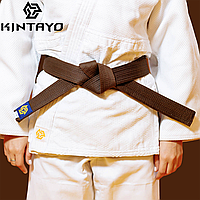 Пояс для кимоно дзюдо Judo Belt Kintayo Wazari Brown коричневый ширина 4,5 см 9 строк