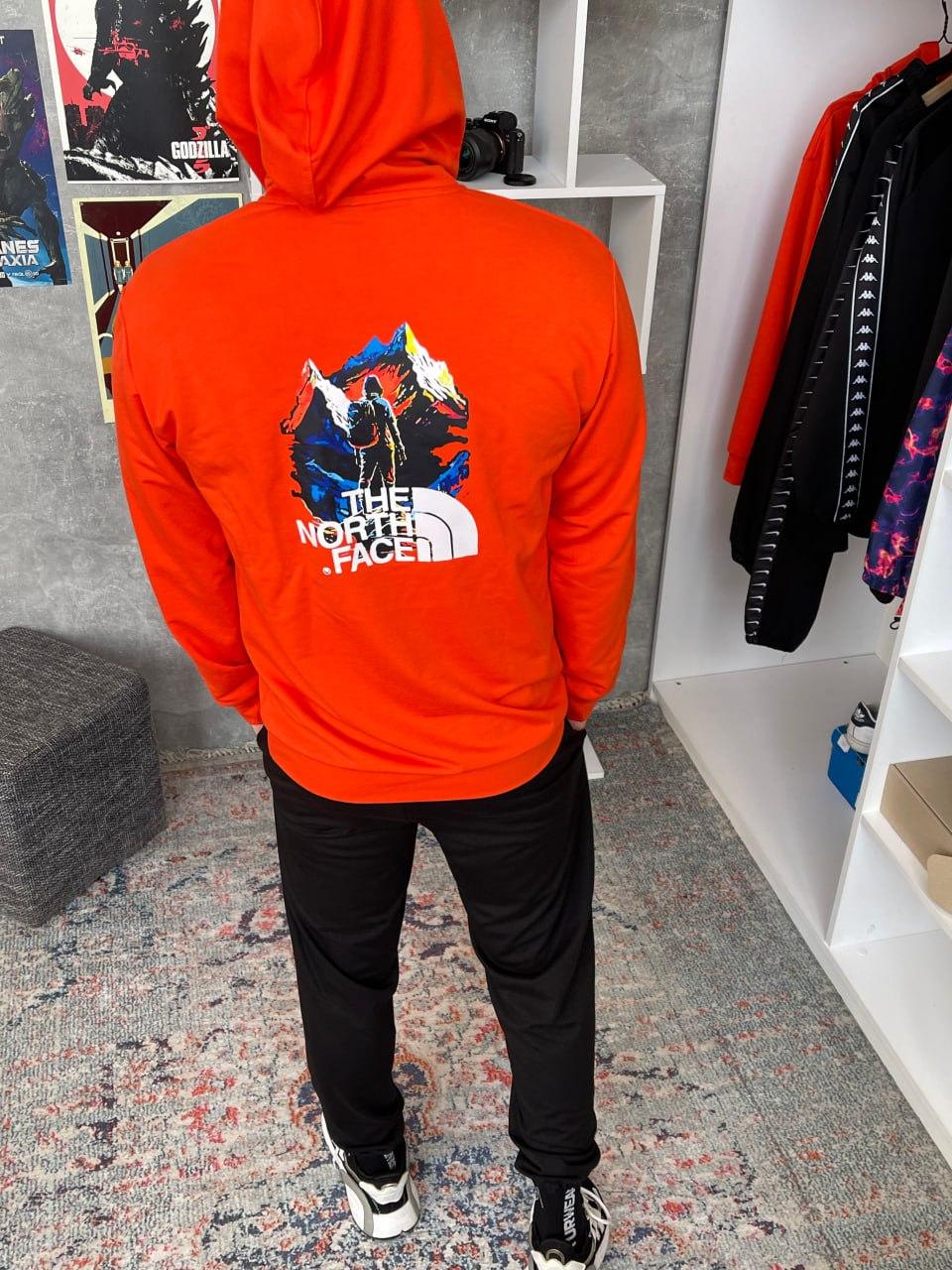 The North Face спортивний костюм чоловічий з принтом на спині tnf весняний осінній худі штани тнф помаранчевий