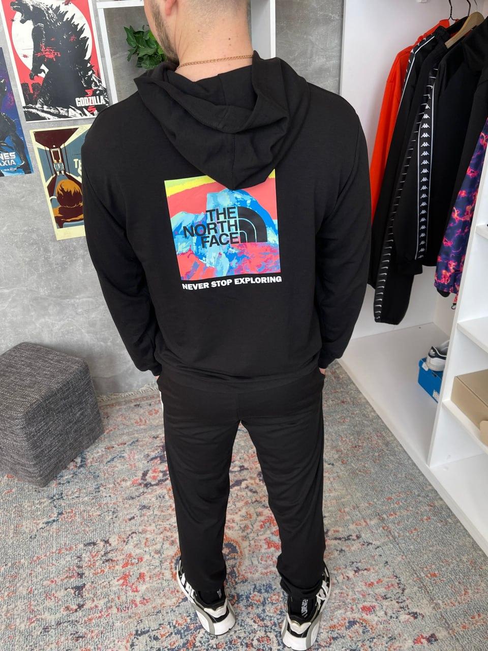 Спортивний костюм чоловічий The North Face з принтом на спині tnf весняний осінній худі штани тнф чорний