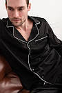 Піжама чоловіча ШОВК сорочка і штани ЧОРНИЙ COSY з білим кантом, фото 3