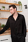 Піжама чоловіча ШОВК сорочка і штани ЧОРНИЙ COSY з чорним кантом, фото 5