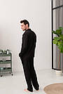 Піжама чоловіча ШОВК сорочка і штани ЧОРНИЙ COSY з чорним кантом, фото 6