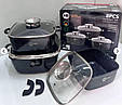 Набір квадратних каструль із гранітним покриттям Higher kitchen НК-302 Чорний, фото 3