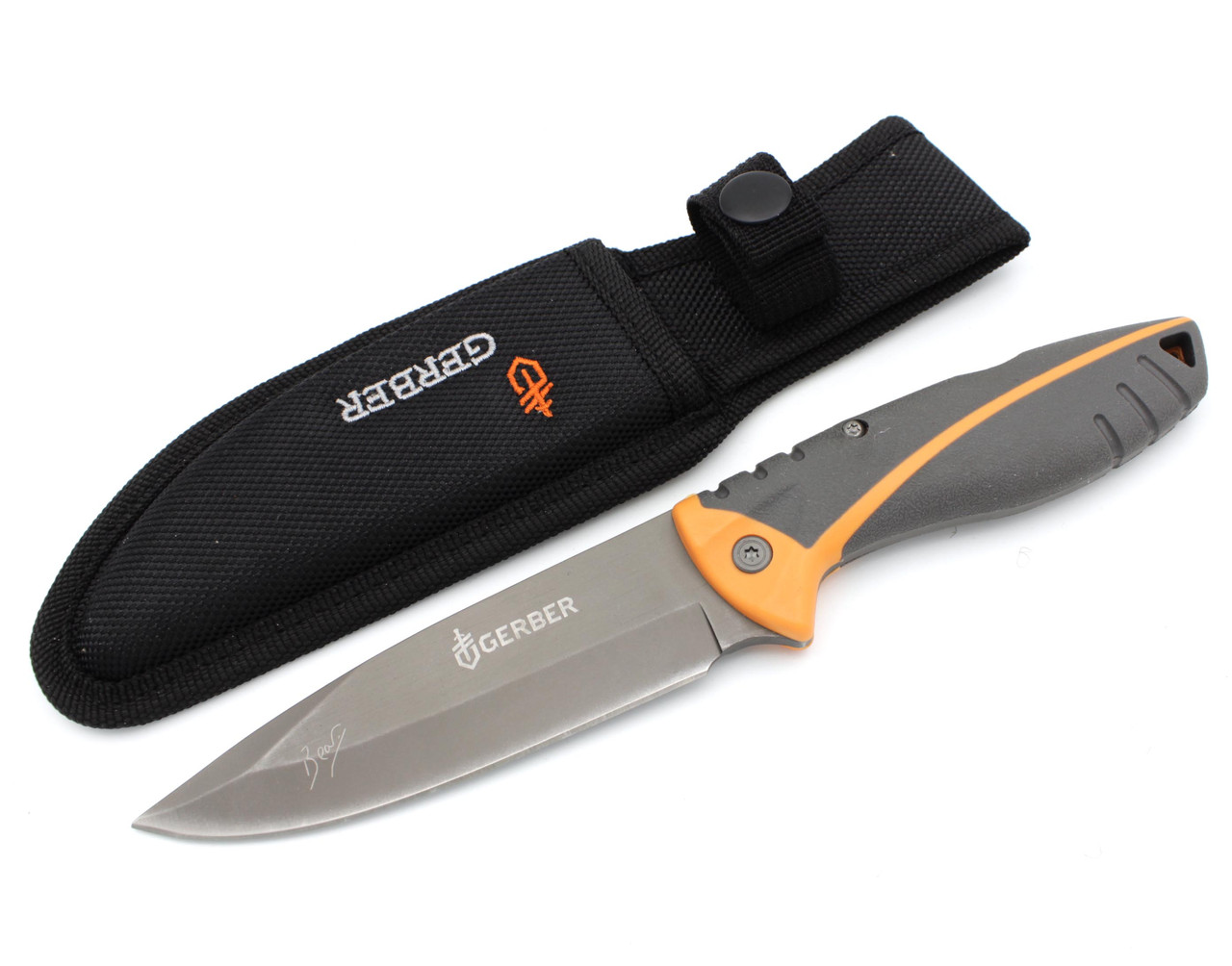 Тактичний мисливський ніж Gerbfr BG U7 із Чохлом 23.5см Grey-Orange (7_00159)