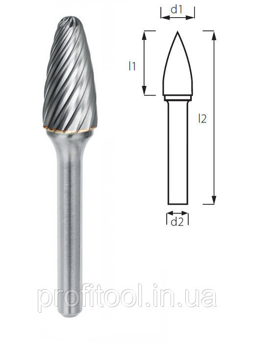 Борфреза сфероконічна (грибовидна) PROFITOOL - 10х20х64x6 мм (F10206-3INOX), фото 1