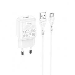 DR Набор СЗУ 110-240V HOCO C96A+ кабель Type-C, 1xUSB, 2.1A, кабель 1м, White, Blister