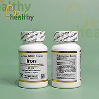 Железо Ferrochel, хелатный бисглицинат железа, 36 мг, California Gold Nutrition, 90 растительных капсул