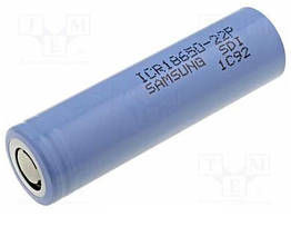 DR Акумулятор 18650 Li-Ion Samsung ICR18650-22P, 2200 mAh, 10A, 4.2/3.62/2.75V, Blue, 2 шт. в пакованні, ціна за