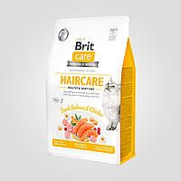 Сухой корм Brit Care Haircare Healthy Coat для кошек, уход за кожей и шерстью, лосось и курица, 2 кг