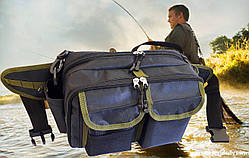 Сумка спінінгіста поясна + плече, посилена, непромокальна сумка для риболовлі