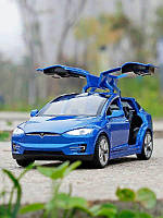 Машинка Tesla Model X black / металлическая / точная детализация / масштаб 1:32 Синий