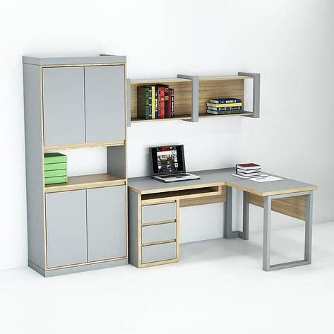 Комплект офісних меблів лофт Білайн-3 (2200x1200x1960) Сірий/Дуб Сонома Гамма стиль, фото 2