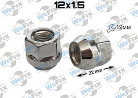 Гайка колісна відкрита M12x1,5x22 конус ключ 19 хром