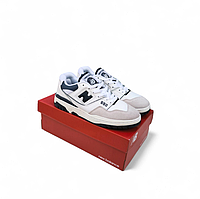 Мужские кроссовки New Balance 550 White Blue Обувь Нью Баланс белые синие кожа замш спортивные весна осень