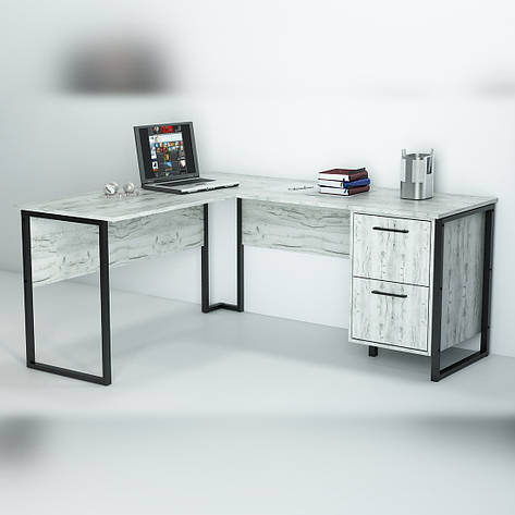 Офісний стіл лофт СУЛА-5-1 (1400x1200x750) Дуб Крафт білий Гамма стиль, фото 2