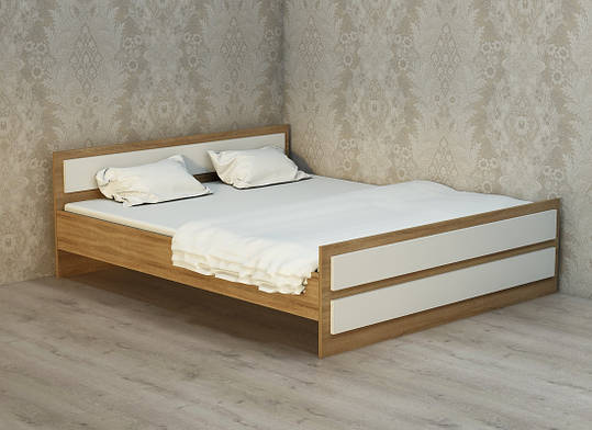 Ліжко двоспальне ЛД-1 (1940x1640x650) Дуб Сонома/Білий Гамма стиль, фото 2