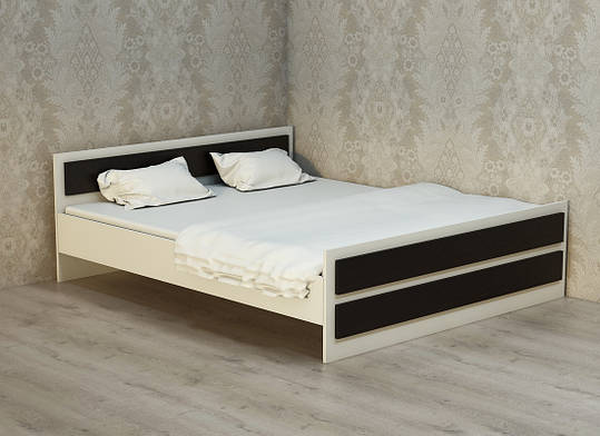 Ліжко двоспальне ЛД-2 (1940x1640x650) Білий/Дуб Венге Гамма стиль, фото 2