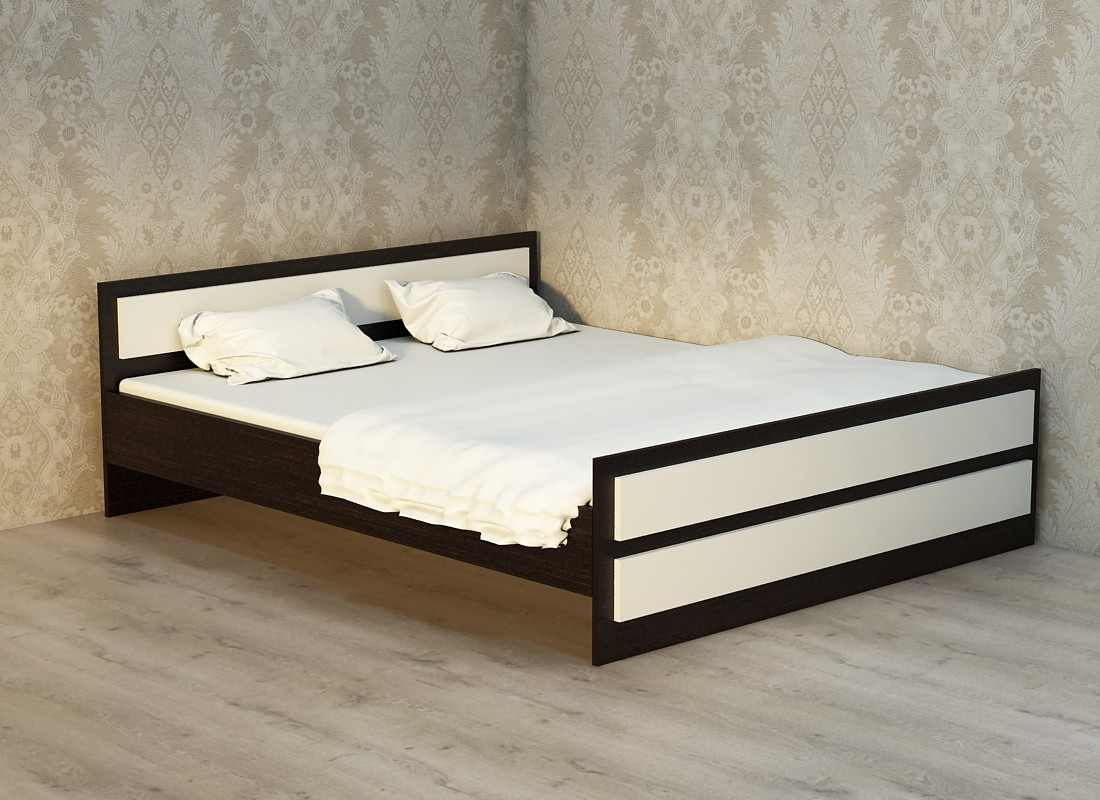 Ліжко двоспальне ЛД-3 (1940x1640x650) Дуб Венге/Білий Гамма стиль