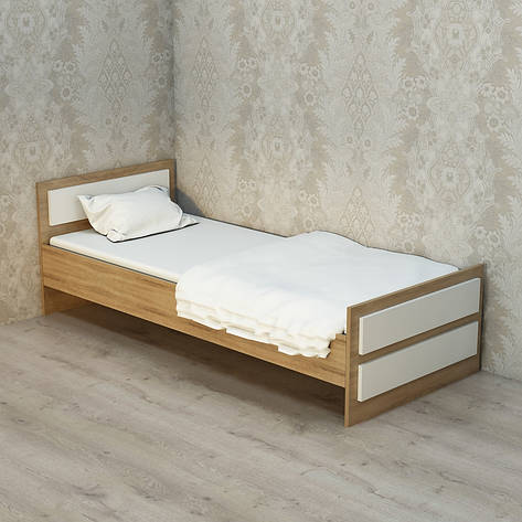 Ліжко односпальне ЛО-1 (1940x840x650) Дуб Сонома/Білий Гамма стиль, фото 2