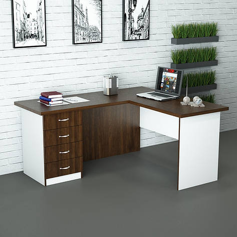 Офісний стіл СД-У2-1 (1200x1400x750) Білий/Дуб Венге Гамма стиль, фото 2