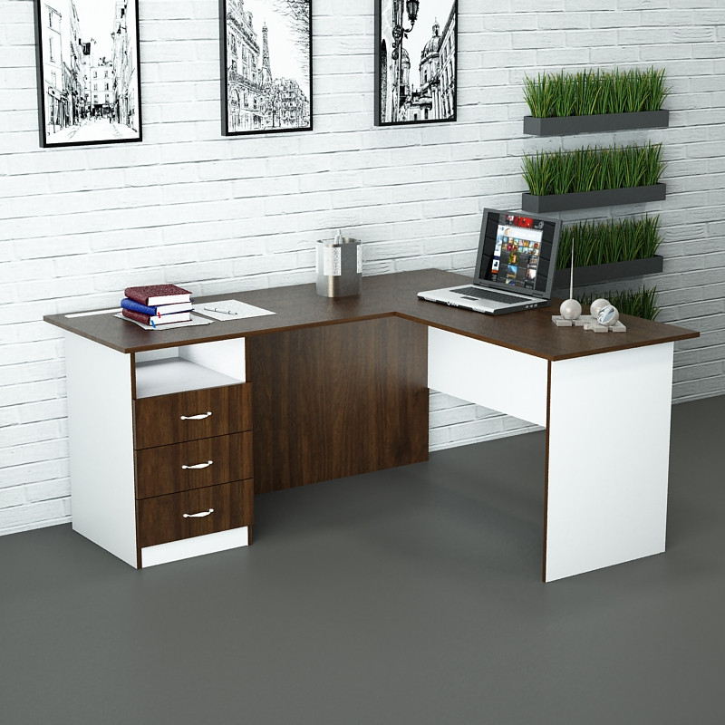 Офісний стіл СД-У3 (1200x1400x750) Білий/Дуб Венге Гамма стиль