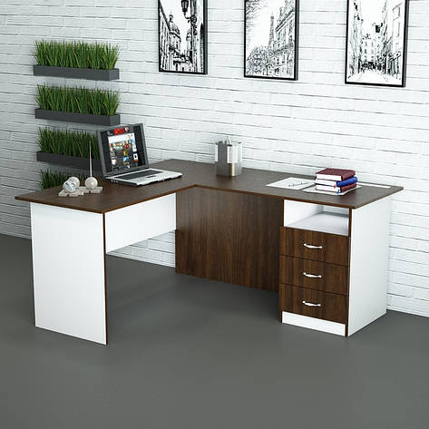 Офісний стіл СД-У3 (1200x1400x750) Білий/Дуб Венге Гамма стиль, фото 2