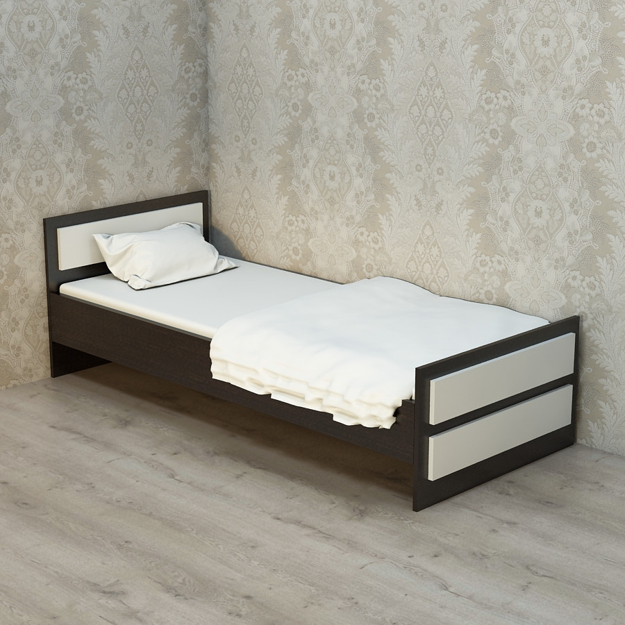 Ліжко односпальне ЛО-3 (1940x840x650) Дуб Венге/Білий Гамма стиль