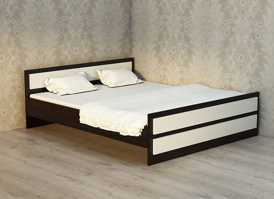 Ліжко двоспальне ЛД-3 (1840x2040x650) Дуб Венге/Білий Гамма стиль, фото 2