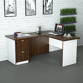 Офісний стіл СД-У5-1 (1200x1400x750) Білий/Горіх Темний Гамма стиль
