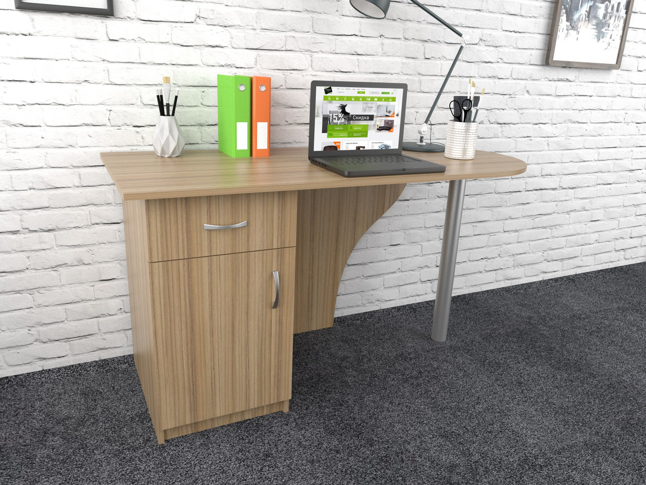 Офісний стіл С-18 (600x1200x750) Дуб Сонома Гамма стиль