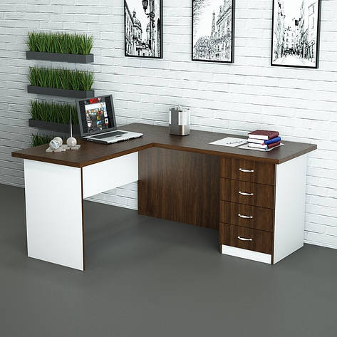 Офісний стіл СД-У2 (1400x1600x750) Білий/Дуб Венге Гамма стиль, фото 2