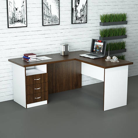 Офісний стіл СД-У3-1 (1400x1600x750) Білий/Дуб Венге Гамма стиль, фото 2