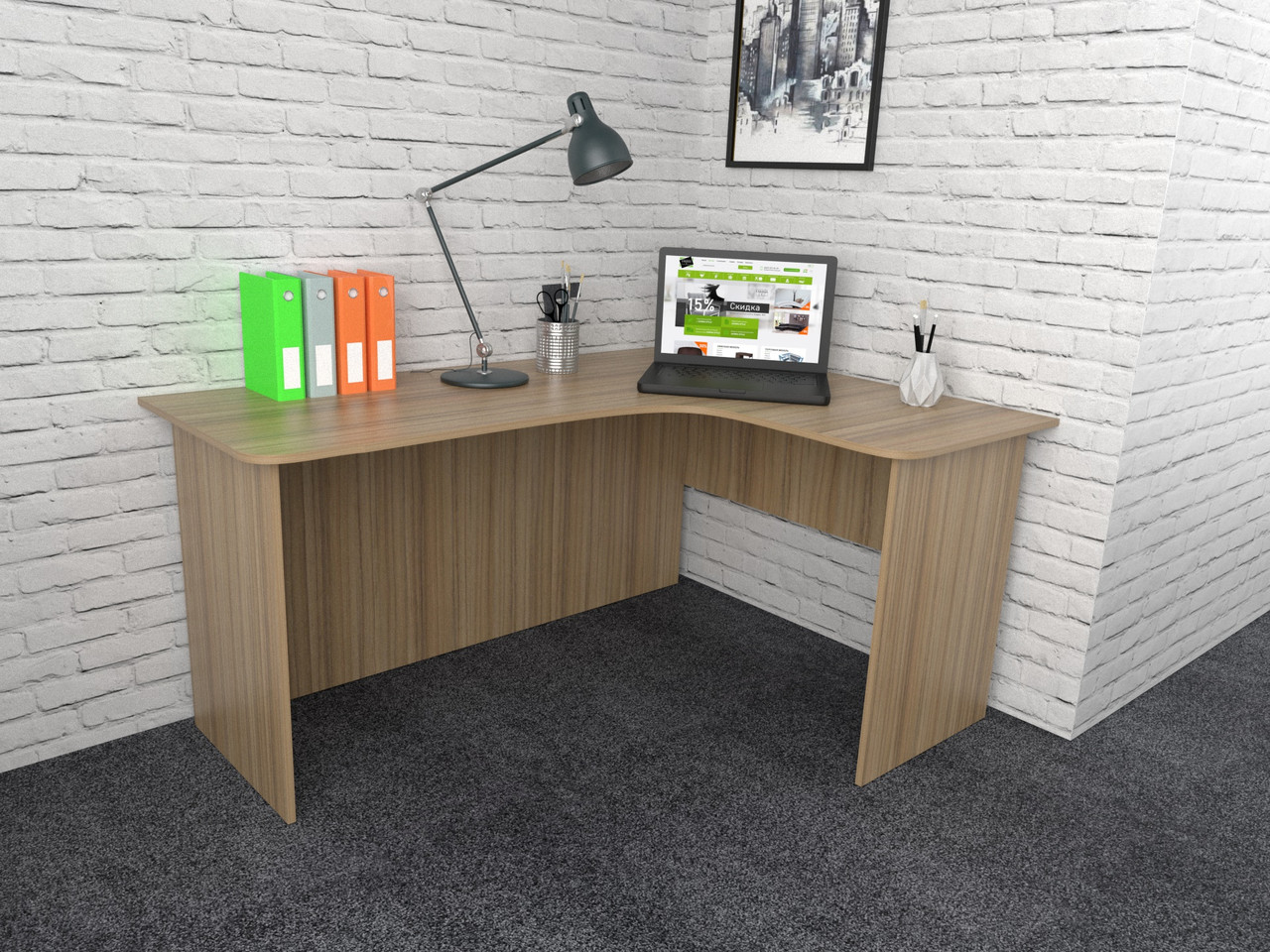Офісний стіл СК-1 (1400x1400x750) Дуб Сонома Гамма стиль