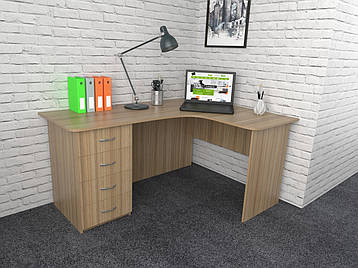 Офісний стіл СК-2 (1400x1600x750) Дуб Сонома Гамма стиль, фото 2