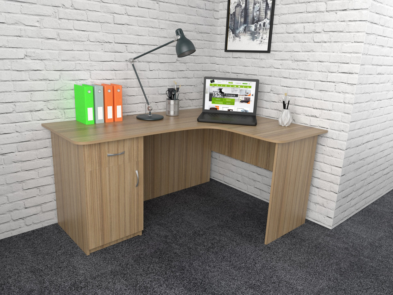 Офісний стіл СК-5 (1400x1200x750) Дуб Сонома Гамма стиль