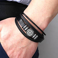 Браслет шкіряний багатошаровий "Вегвизир" Type VB 18 см. Black, фото 8