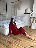 Жіноча піжама Victoria's Secret, Бордова піжама Вікторія Сікрет, піжама трикотажна Сорочка + штани, фото 5