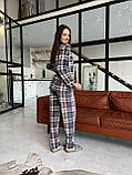 Жіноча піжама Victoria's Secret, жіноча піжама в клітинку сіра Вікторія Сікрет, піжама велюрова, фото 4